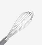 Stainless steel balloon whisk with gray non-slip handle