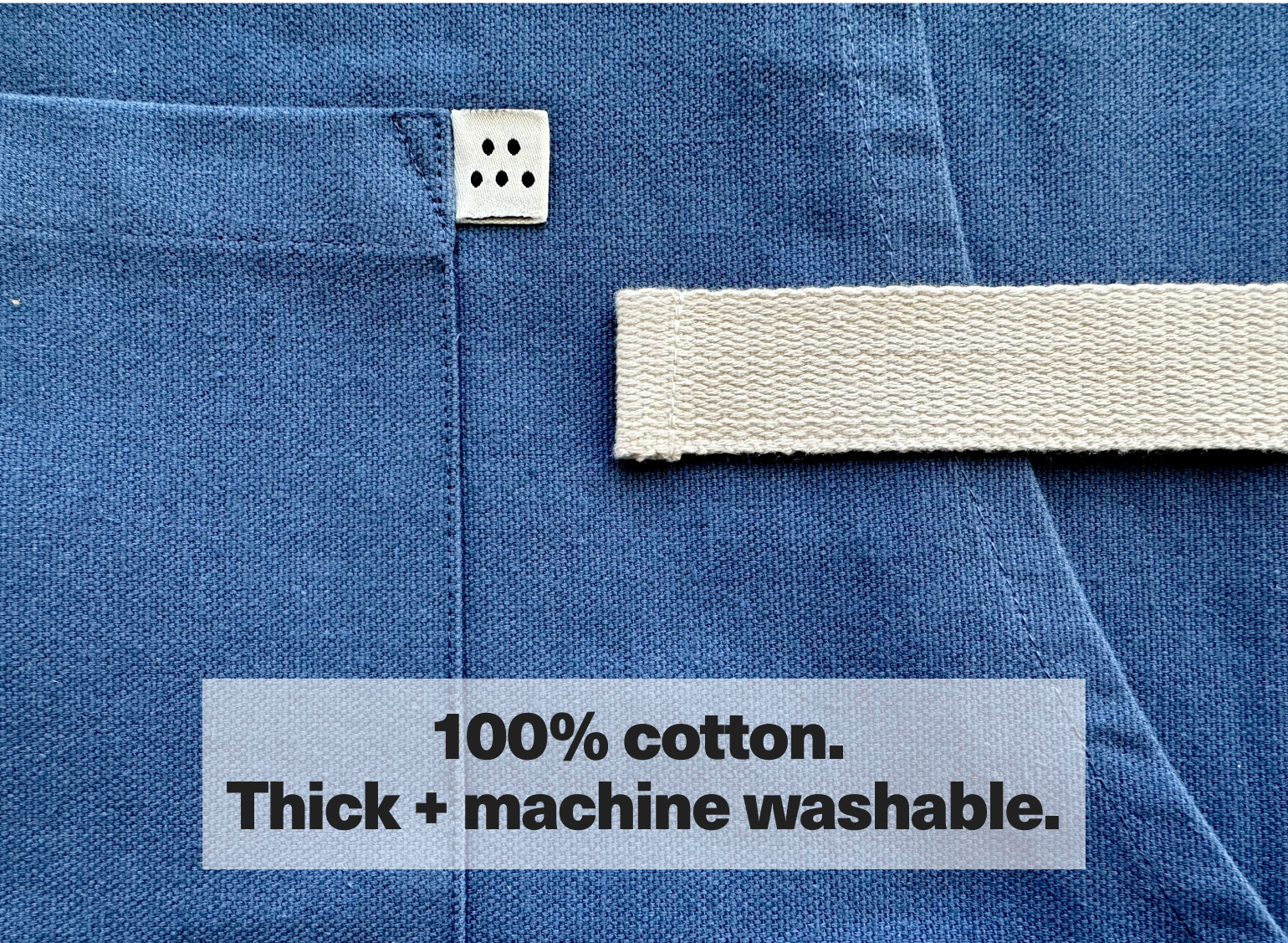 100% cotton. Thick + machine washable.