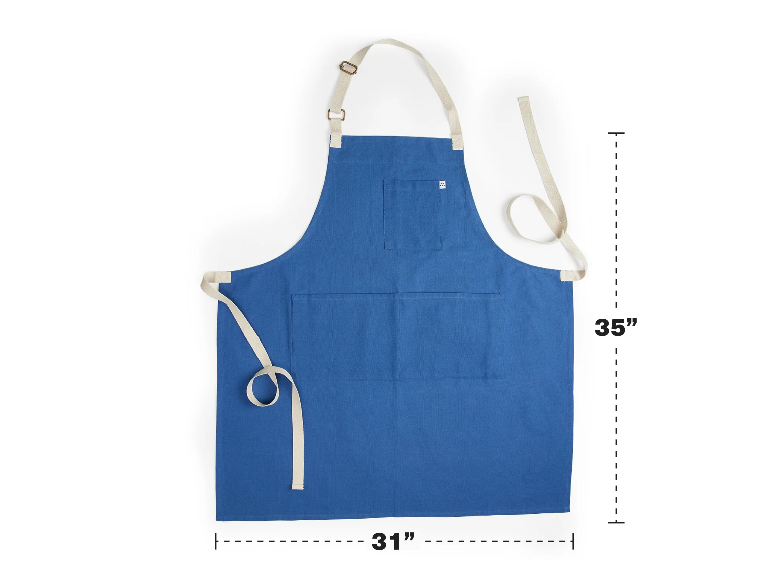 The Misen Apron is 31" wide and 35" long.