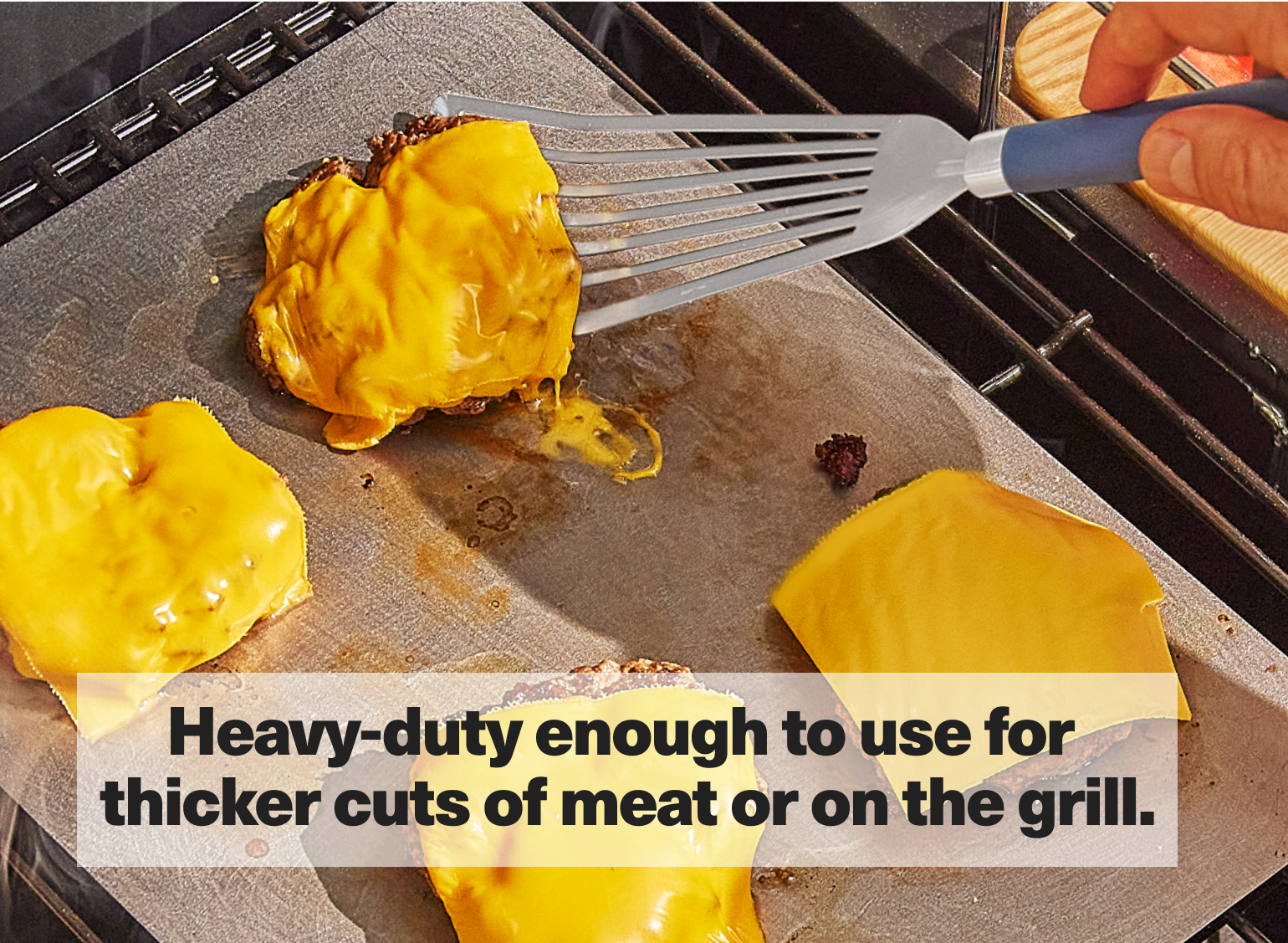 Heavy-duty enough to use for thicker cuts of meat or on the grill.