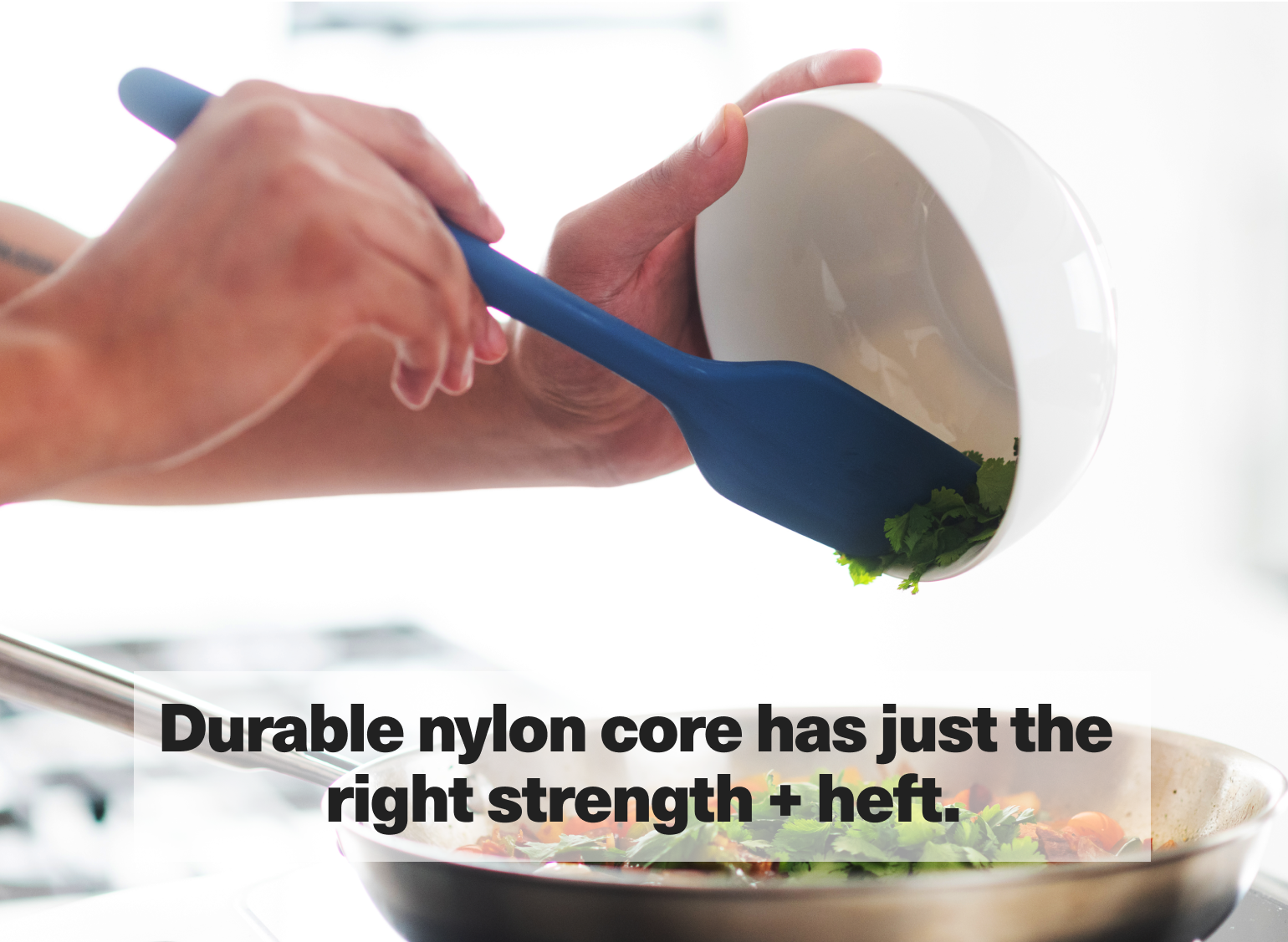 Durable nylon core has just the right strength + heft.