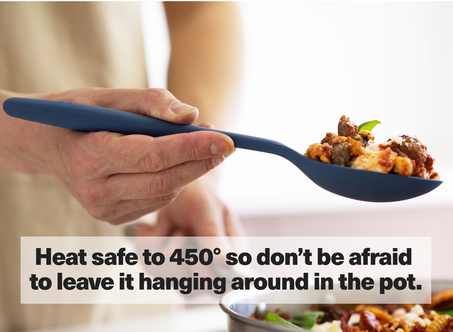 Heat safe up to 450° so don't be afraid to leave it hanging around in the pot.