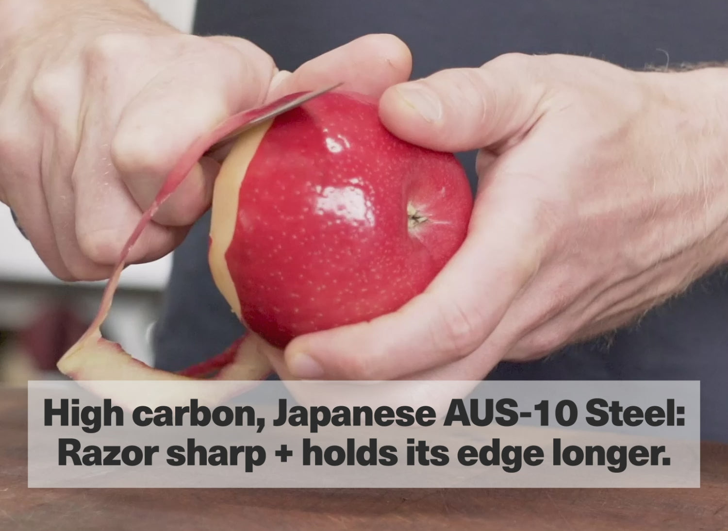 High carbon, Japanese AUS-10 Steel: Razor sharp + holds its edge longer.