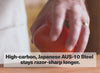 High-carbon, Japanese AUS-10 Steel stays razor-sharp longer.