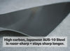 High-carbon, Japanese AUS-10 Steel is razor-sharp + stays sharp longer.
